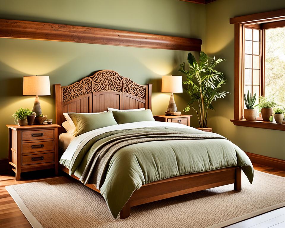 earthy color palette in craftsman bedroom decor