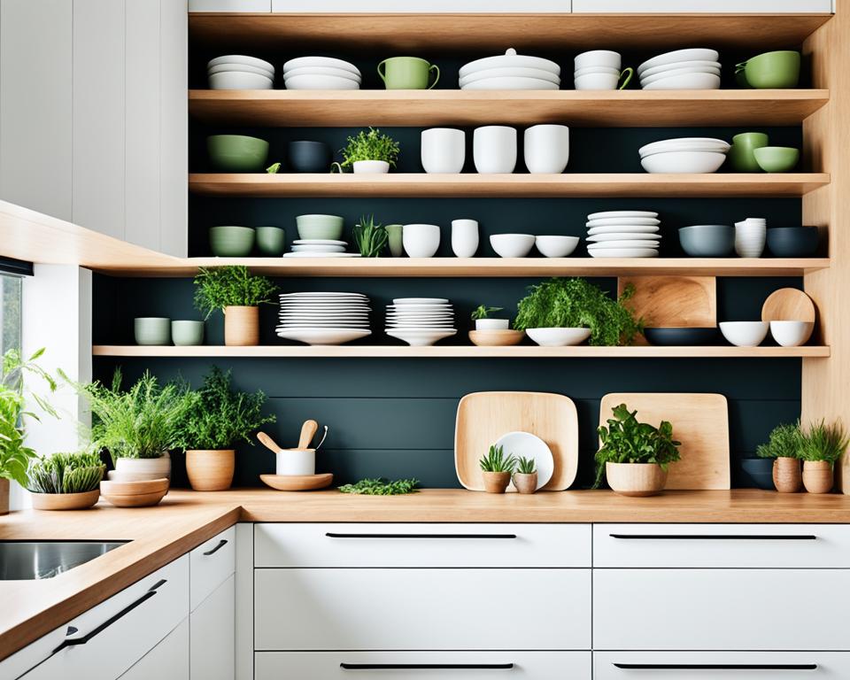 open shelving kitchen