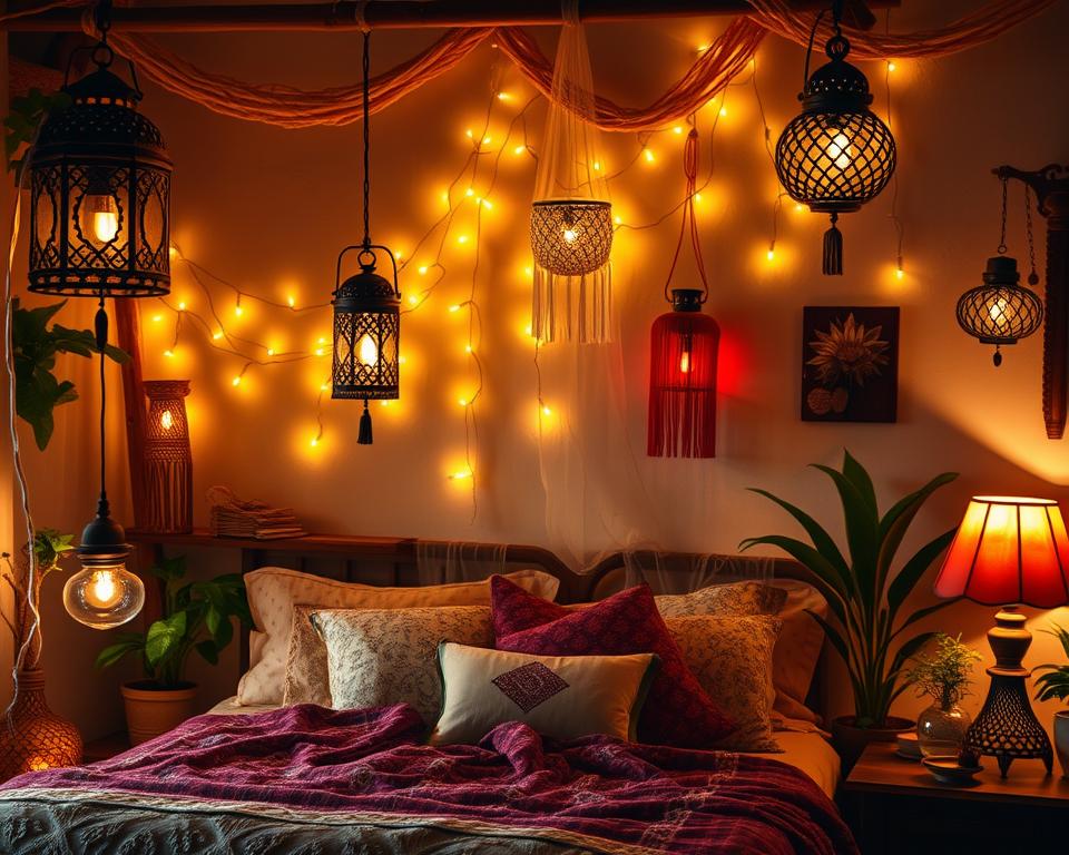 bohemian bedroom lighting